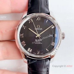 VS Factory Replica Omega De Ville Co-Axial Swiss 8500 Watch SS Black Leather Band