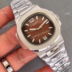 New Replica Patek Philippe Nautilus Mens Watch  Stainless Steel Brown Dial