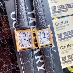 New Copy Cartier Tank Solo Watches Gold Case Diamond Bezel