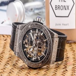 Copy Hublot Classic Fusion Tattoo Wristwatch  Black Gummy Strap