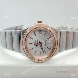 Women Omega Double Eagle 2-Tone Rose Gold Diamond Watch High Quality Replica Watches China