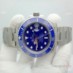 Copy Rolex Submariner Date Blue Ceramic Blue Face Watch 40mm