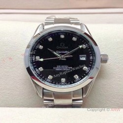 Copy Omega Seamaster 39mm Watch Black Dial Diamond Marker