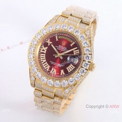 Iced out Gold Rolex Oyster Perpetual Day Date Fake Watches Worldwide Shipping