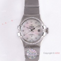 Swiss Copy Omega Constellation SS  Mother of Pearl Dial Watch 27mm Ladies