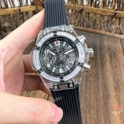 Big Bang Unico Diamond Bezel Hublot Transparent Watch  New Replica