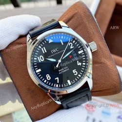 New Copy IWC Pilots Mark XVII Watches Black Dial Stainless Steel