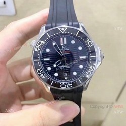 Omega Seamaster 300m Watch  Stainless Steel Black Wave Dial Replica Omega Watch