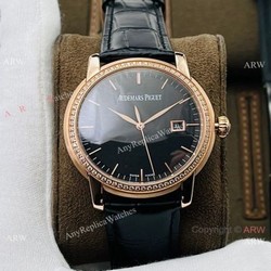 New 2021! Swiss Grade 1 Copy Audemars Piguet Jules Audemars Diamond Watch Rose Gold 41mm