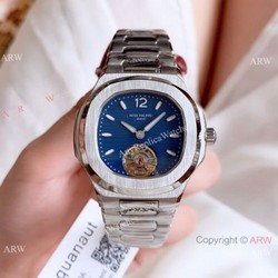 New Copy Patek Philippe Nautilus Womens 34mm Watch with Blue Tourbillon Dial