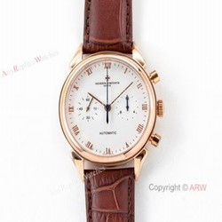 Swiss Replica Vacheron Constantin Geneve Rose Gold White Dial Watch 42mm