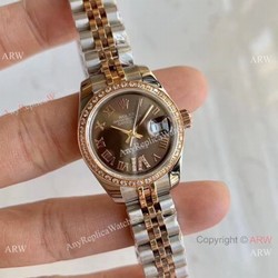 New Replica Diamond Rolex Jubilee Rose Gold Datejust Watch Brown Dial 32mm