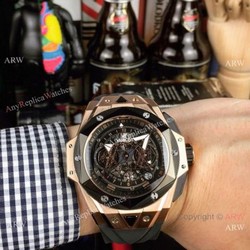 New Hublot Big Bang SANG BLEU II Watches Rose Gold Black Bezel