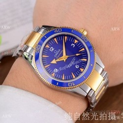 Omega Seamaster 300 Spectre Watch Replica 2-Tone Blue Ceramic