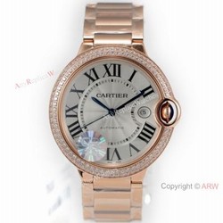 (CR) Swiss Copy Cartier Ballon Bleu de 42mm Watch Rose Gold Diamond