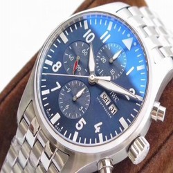 ZF Factory Swiss 7750 Replica IWC Pilot Blue Dial Stainless Steel Mens Watches