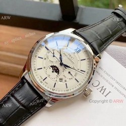 IWC Portugieser Annual Calendar Watches White Dial Black Leather Strap