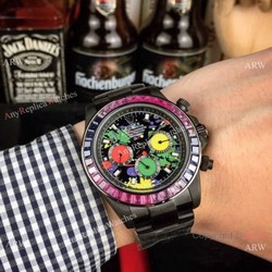 Rolex Daytona Rainbow Replica Blacksteel Graffiti Face 43mm
