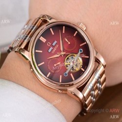 Copy Omega Tourbillon Grand Complications Watches Rose Gold Red Dial