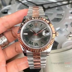 Copy Rolex Datejust Gray Dial 2-Tone Rose Gold President Watch 40mm