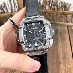 Hublot MP-06 Senna Copy Waches SS Diamond Case Black Dial
