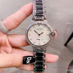 Cartier Ballon Bleu de 36mm Quartz Watch Black Ceramic  Silver