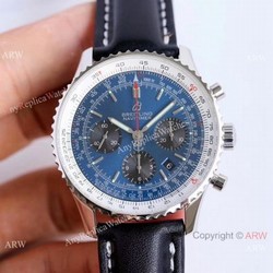 JF Factory Copy Breitling Navitimer 01 Automatic Chronograph Watch SS Blue Dial