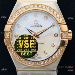 (VS) Omega Constellation Two Tone Rose Gold 27mm Watch with Quartz Movement