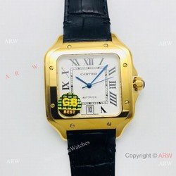 (GB) 2019 New Cartier Santos Yellow Gold Watch  AAA Swiss Replica