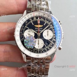JF Factory Breitling Navitimer 01 Chronograph Copy Watch Stainless Steel Black Dial