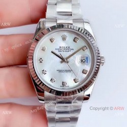 NEW Upgraded ETA3235 V3 Rolex Datejust II Watch SS White MOP Face Oyster Band