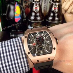 Richard Mille RM012 Rose Gold Rubber Strap Watch  Swiss Quality