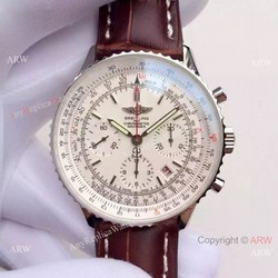 JF FACTORY Breitling Navitimer 01 Men Watch White Dial Brown Leather Strap