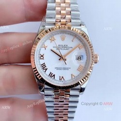 EW factory 3235 Rolex Datejust 36mm 2-Tone Rose Gold Jubilee White Face Watch