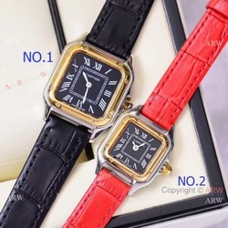 Copy Cartier Panthere de 2-Tone Black Face Quartz Watch 27mm 22mm