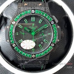 Swiss 7750 Hublot Big Bang Ice Bang Replica Watch Green Diamond Bezel