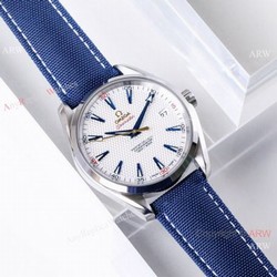 (VS)Swiss Copy OMEGA Seamaster Aqua Terra RYDER CUP Watch Blue Leather Strap