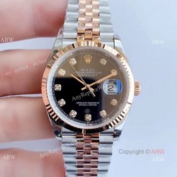 EW factory 3235 Rolex Datejust Black Diamond Dial Jubilee Watch 36mm