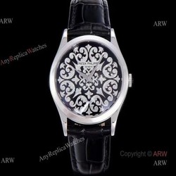 New 5088 Patek Philippe Calatrava Engraved Black Dial Replica Watches 38mm