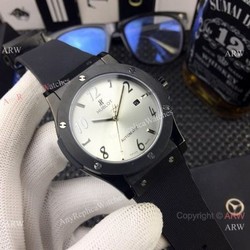 Hublot Classic Fusion Silver Dial Black Rubber Strap Replica  ARW Watches