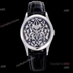 New Patek Philippe 5088 Calatrava Engraved Black Dial Replica Watches