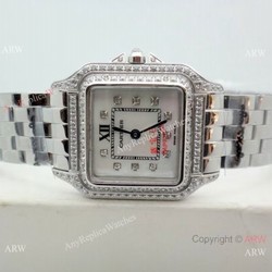 Clone Cartier Panthere de Stainless Steel Diamond Watch Quartz 27mm