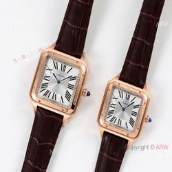 Swiss 9015 Cartier Santos-Dumont Rose Gold Watch New Cartier Watches