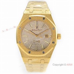 N9 Factory Audemars Piguet Royal Oak Frosted Gold Swiss 3120 Watch w-Diamond