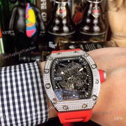 Swiss Replica Richard Mille RM035 Americas Diamond Red Rubber Watch
