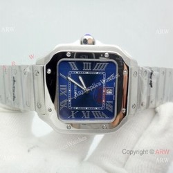 Japan Grade New Cartier Watches Santos De Blue Dial 39mm or 35mm