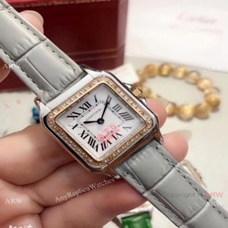 Fake Cartier Panthere de Cartier 27mm Watch 2 Tone Gray Leather Strap