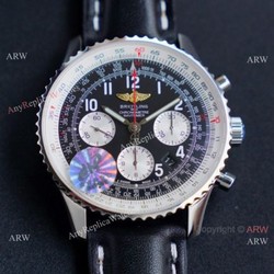 Swiss Replica Breitling Old Navitimer 7750 Watch Black Leather Strap