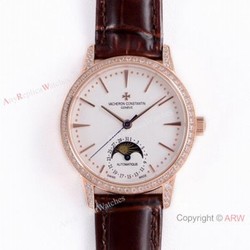 (VC) Vacheron Constantin Patrimony Moon Rose Gold Diamond Watch Swiss Replica