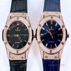 2019 Copy Hublot Classic Fusion Rose Gold Iced Out Watch